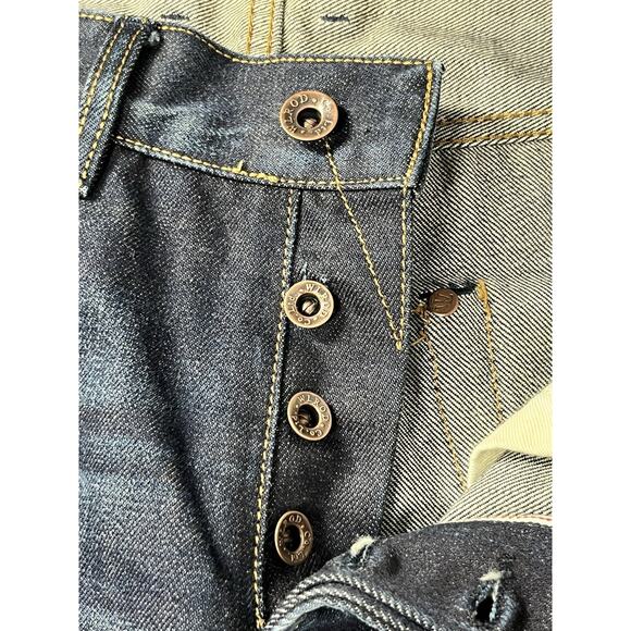 Selvedge Denim Jeans Mens 32X30** Handcrafted Button Fly Dark Wash Whiskered - Picture 8 of 16